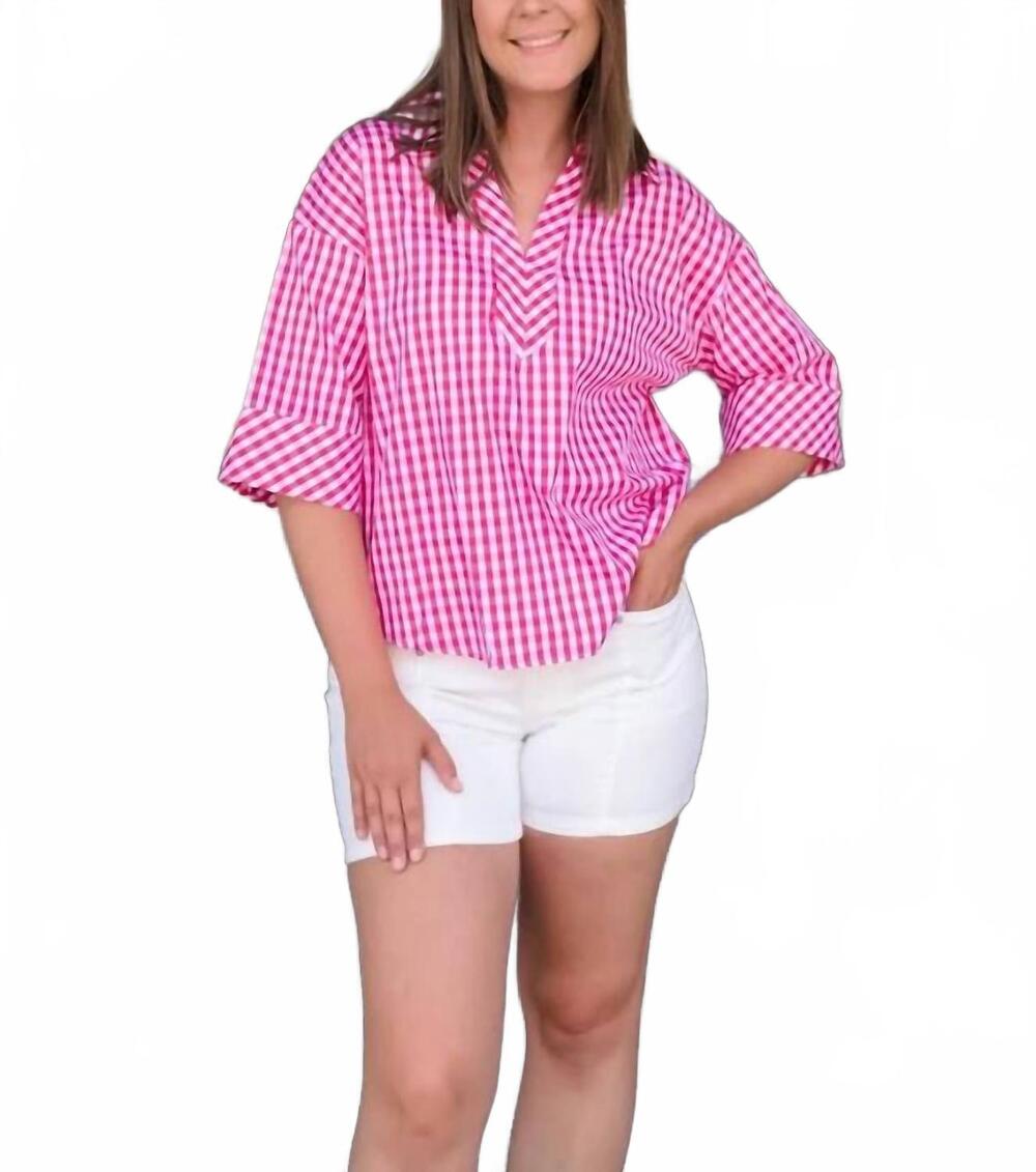 NEW ENTRO glam popover blouse in hot pink